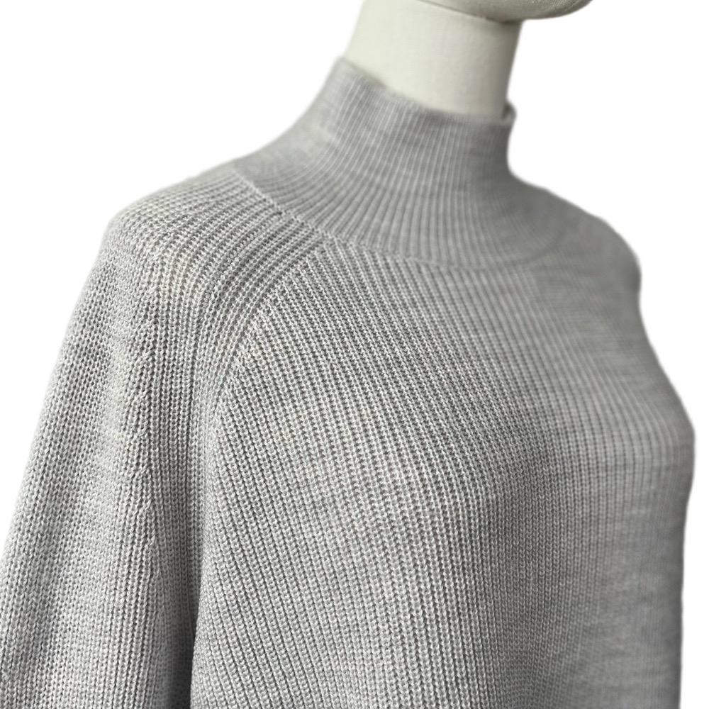 Eileen Fisher Merino Wool Mock Turtleneck Gray Minimalist Capsule Sweater Size M - Picture 7 of 13